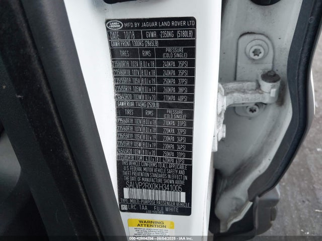 Land Rover aj20p 2019 SALVP2RX0KH341005 Image 9