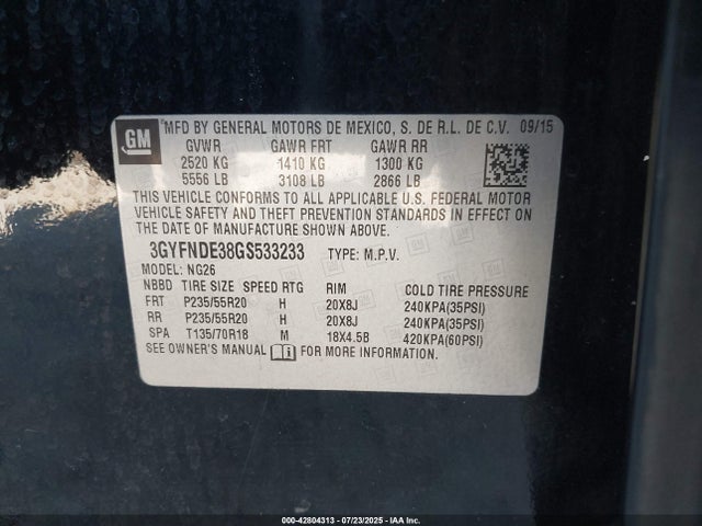 2016 CADILLAC SRX 3GYFNDE38GS533233 Photo 8
