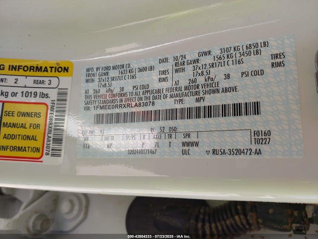 1FMEE0RRXRLA83078 Ford ecoboost