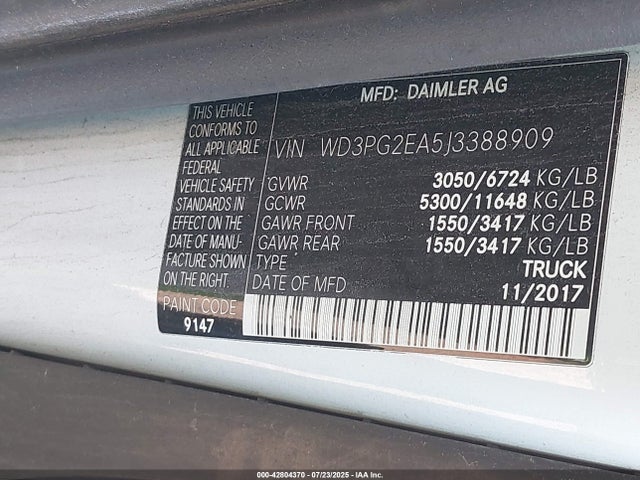 WD3PG2EA5J3388909 Mercedes-Benz m274