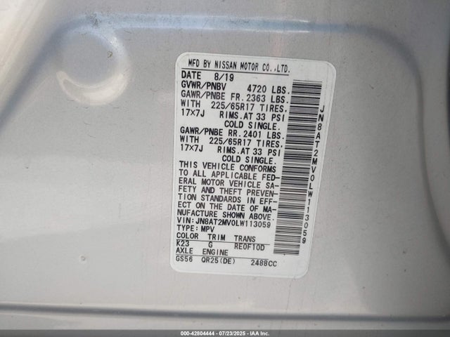 JN8AT2MV0LW113059 Nissan Rogue