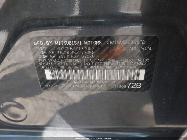2024 MITSUBISHI MIRAGE ML32AUHJ3RH026118 Photo 8