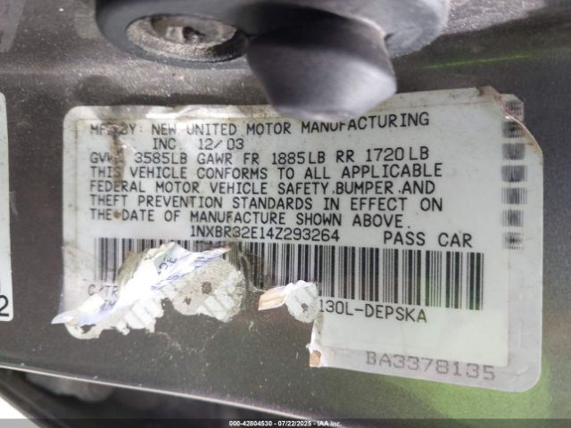 2004 TOYOTA COROLLA 1NXBR32E14Z293264 Photo 8