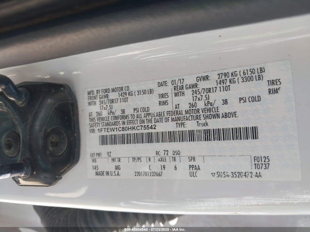 Ford 3.5l ti-vct 2017 1FTEW1C80HKC75542 Image 9