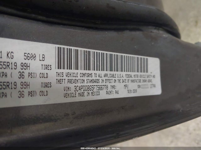 42804543 :رقم المزاد ، 3C4PDDBG5FT566770 vin ، 2015 Dodge Journey Sxt مزاد بيع