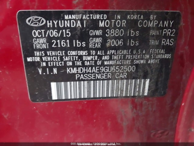 KMHDH4AE9GU652500 Hyundai dohc mpi nu