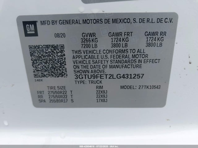 3GTU9FET2LG431257 GMC lm2