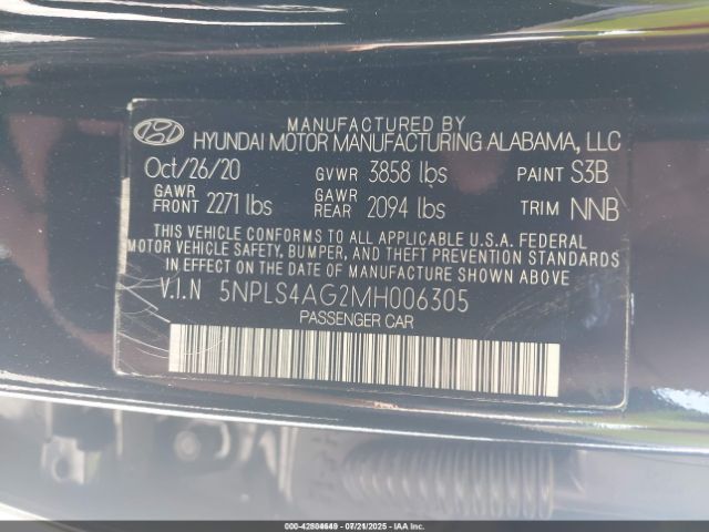 2021 HYUNDAI ELANTRA 5NPLS4AG2MH006305 Photo 8