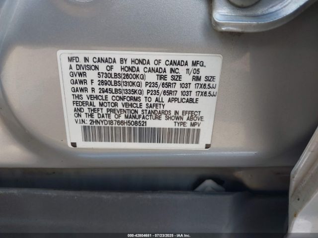 2006 ACURA MDX 2HNYD18766H508521 Photo 8