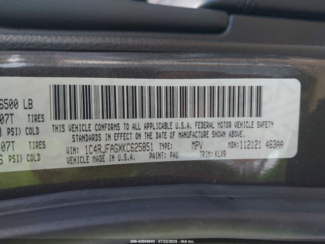 2019 JEEP GRAND CHEROKEE 1C4RJFAGXKC625851 Photo 8