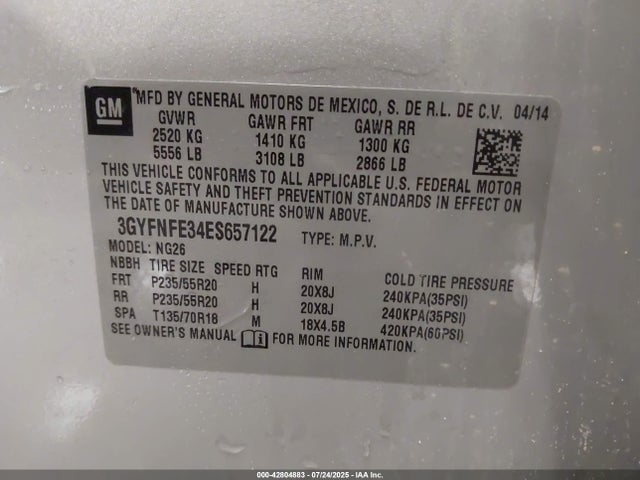 2014 CADILLAC SRX 3GYFNFE34ES657122 Photo 8
