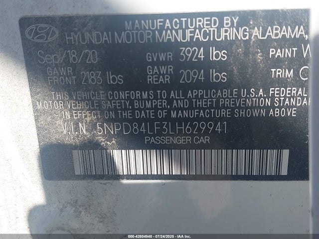 Hyundai mpi nu 2020 5NPD84LF3LH629941 Image 9