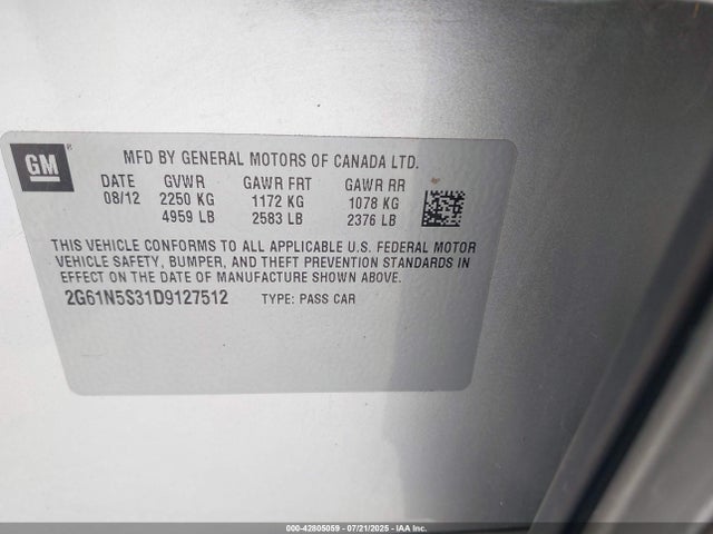 2013 CADILLAC XTS 2G61N5S31D9127512 Photo 8