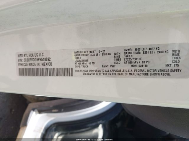 2023 RAM PROMASTER 2500 3C6LRVDG6PE548892 Photo 8