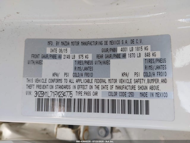 Mazda pe 2015 3MZBM1L71FM234775 Image 9