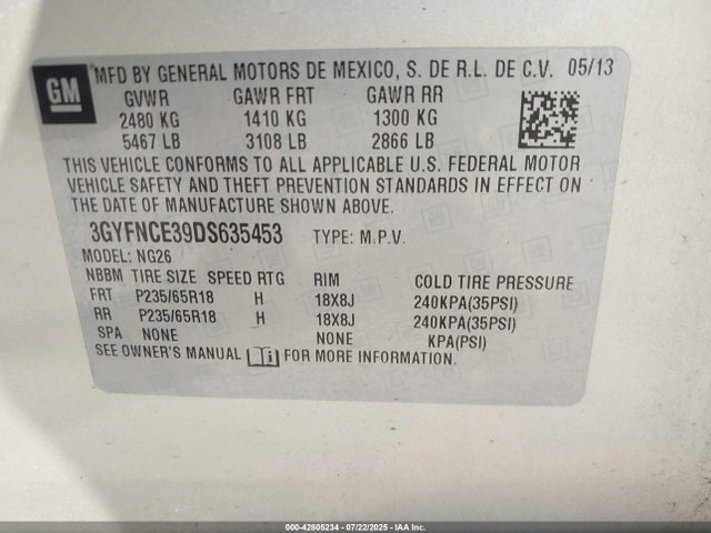 2013 CADILLAC SRX 3GYFNCE39DS635453 Photo 8