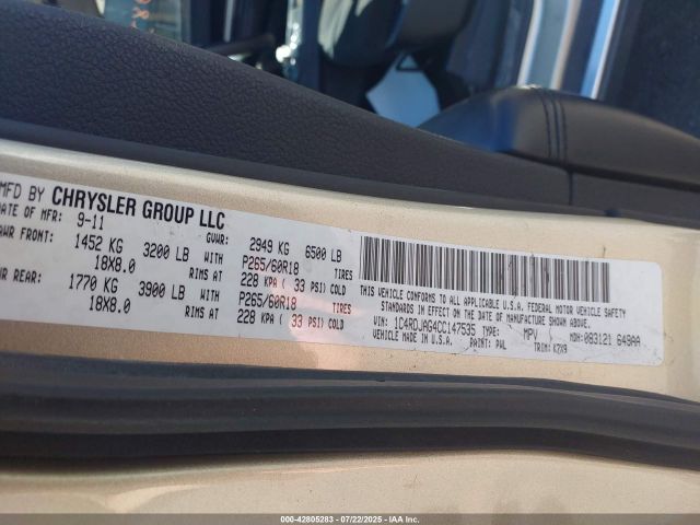 2012 DODGE DURANGO 1C4RDJAG4CC147535 Photo 8