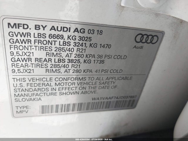 2018 AUDI Q7 WA1VAAF74JD037697 Photo 8