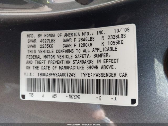 2010 ACURA TL 19UUA9F53AA001243 Photo 8