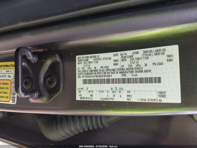 Ford F-150 2016 1FTEW1CF8GKE97291 Image 9