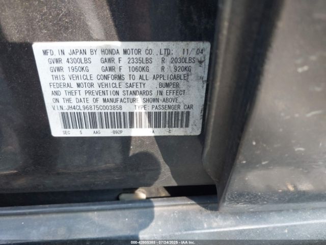2005 ACURA TSX JH4CL96875C003858 Photo 8