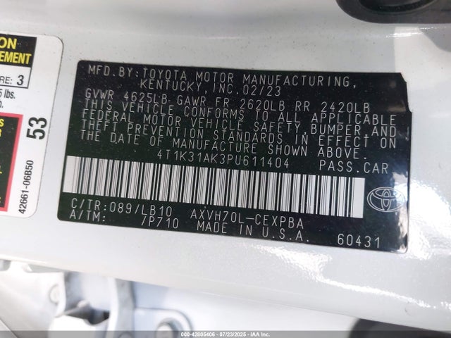 Toyota a25a-fxs, 3nm 2023 4T1K31AK3PU611404 Image 9