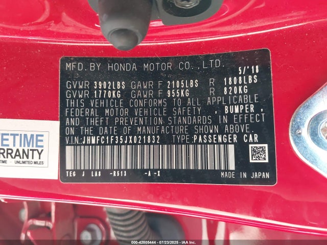JHMFC1F35JX021832 Honda l15b7