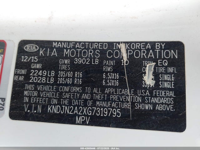KIA gdi gamma 2016 KNDJN2A2XG7319795 Image 9