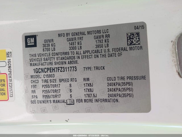 1GCNCPEH7FZ311773 Chevrolet Silverado 1500 Wt