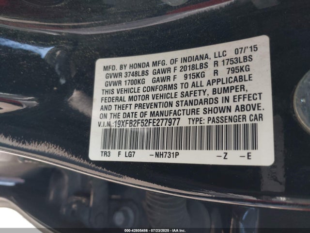 Honda r18z1 2015 19XFB2F52FE277977 Image 9