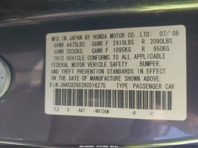 2009 ACURA TSX JH4CU26639C016275 Photo 8