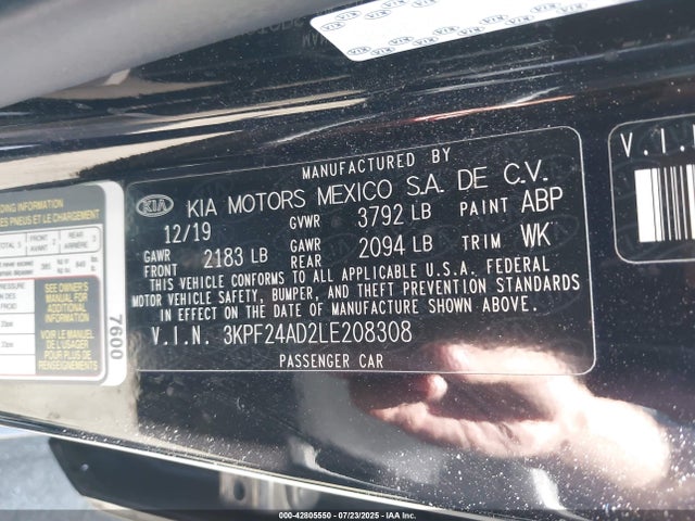 3KPF24AD2LE208308 KIA mpi nu