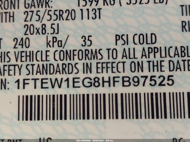 2017 FORD F-150 1FTEW1EG8HFB97525 Photo 8