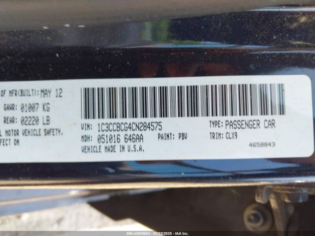 2012 CHRYSLER 200 1C3CCBCG4CN284575 Photo 8