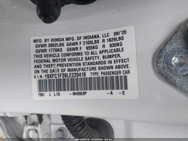 19XFC1F39LE220418 Honda l15b7
