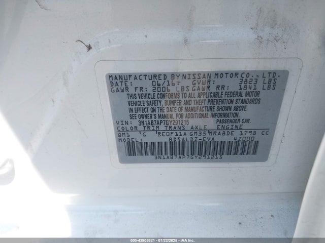 3N1AB7AP7GY291215 Nissan Sentra
