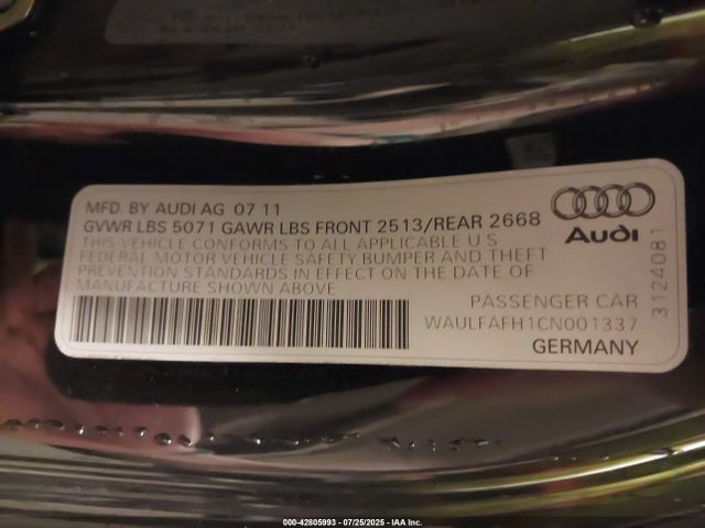 2012 AUDI A5 WAULFAFH1CN001337 Photo 8