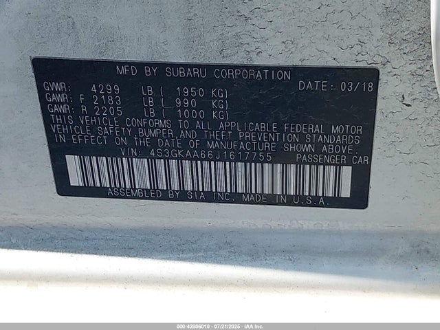 4S3GKAA66J1617755 Subaru Impreza