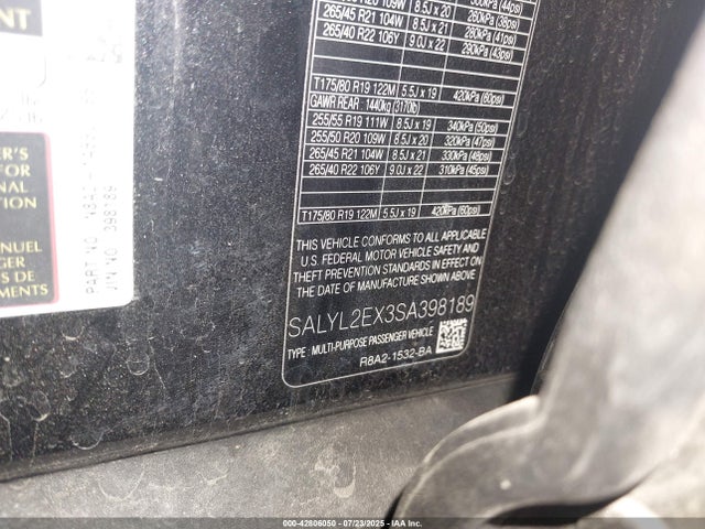 Land Rover aj20p 2025 SALYL2EX3SA398189 Image 9