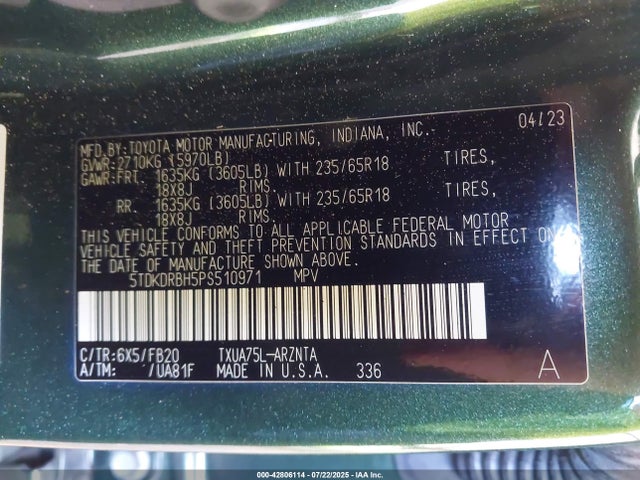 5TDKDRBH5PS510971 Toyota t24a-fts