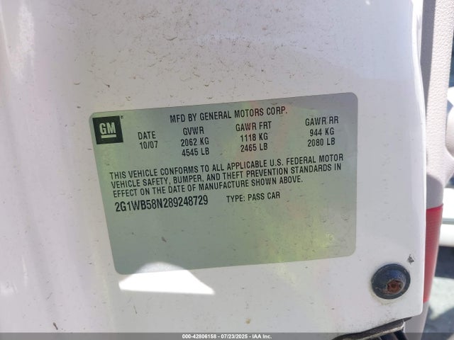 2008 CHEVROLET IMPALA 2G1WB58N289248729 Photo 8