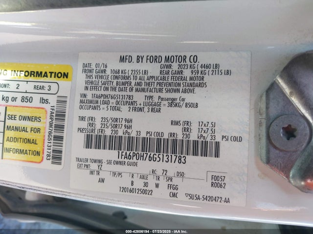 1FA6P0H76G5131783 Ford Fusion