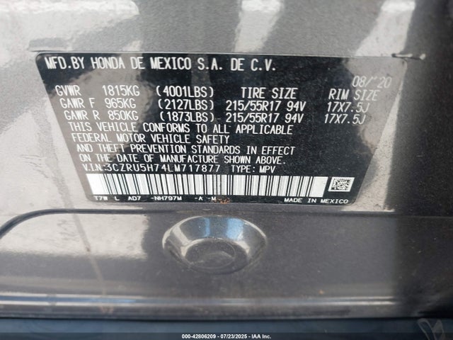 3CZRU5H74LM717877 Honda r18z9