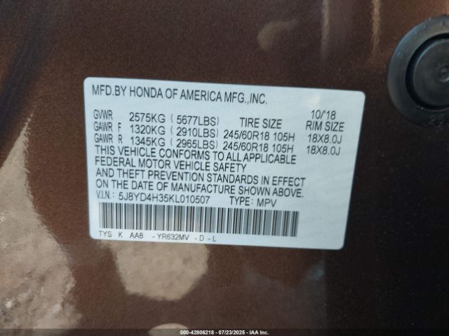 2019 ACURA MDX 5J8YD4H35KL010507 Photo 8