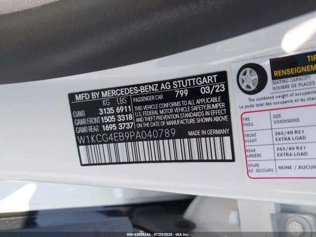 W1KCG4EB9PA040789 Mercedes-Benz ed