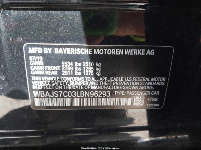 WBAJS7C03LBN96293 BMW m550i
