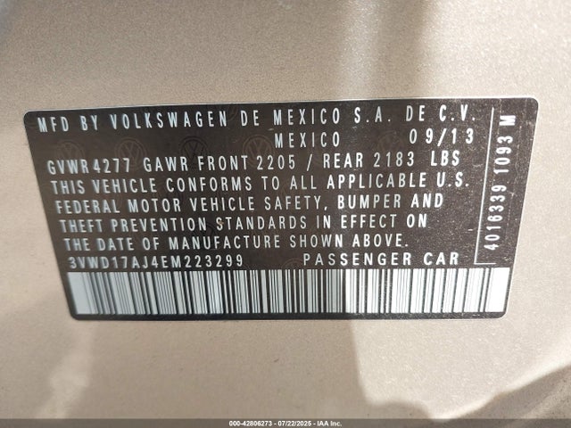 3VWD17AJ4EM223299 Volkswagen 2014