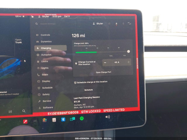 5YJ3E1EB9NF108009 Tesla MODEL 3