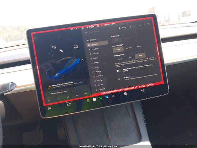 5YJ3E1EB9NF108009 Tesla MODEL 3