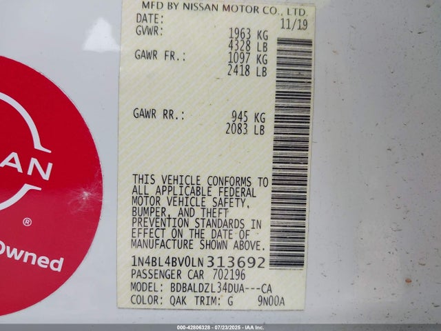 1N4BL4BV0LN313692 Nissan 2020